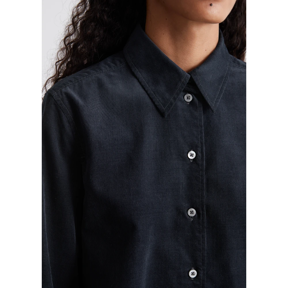 Marc O'Polo Reguliere fijne corduroy blouse Blue Dames