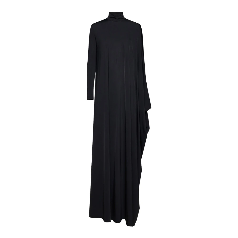 Balenciaga Minimalistische Maxi Jurk met Asymmetrisch Gedrapeerd Paneel Black Dames