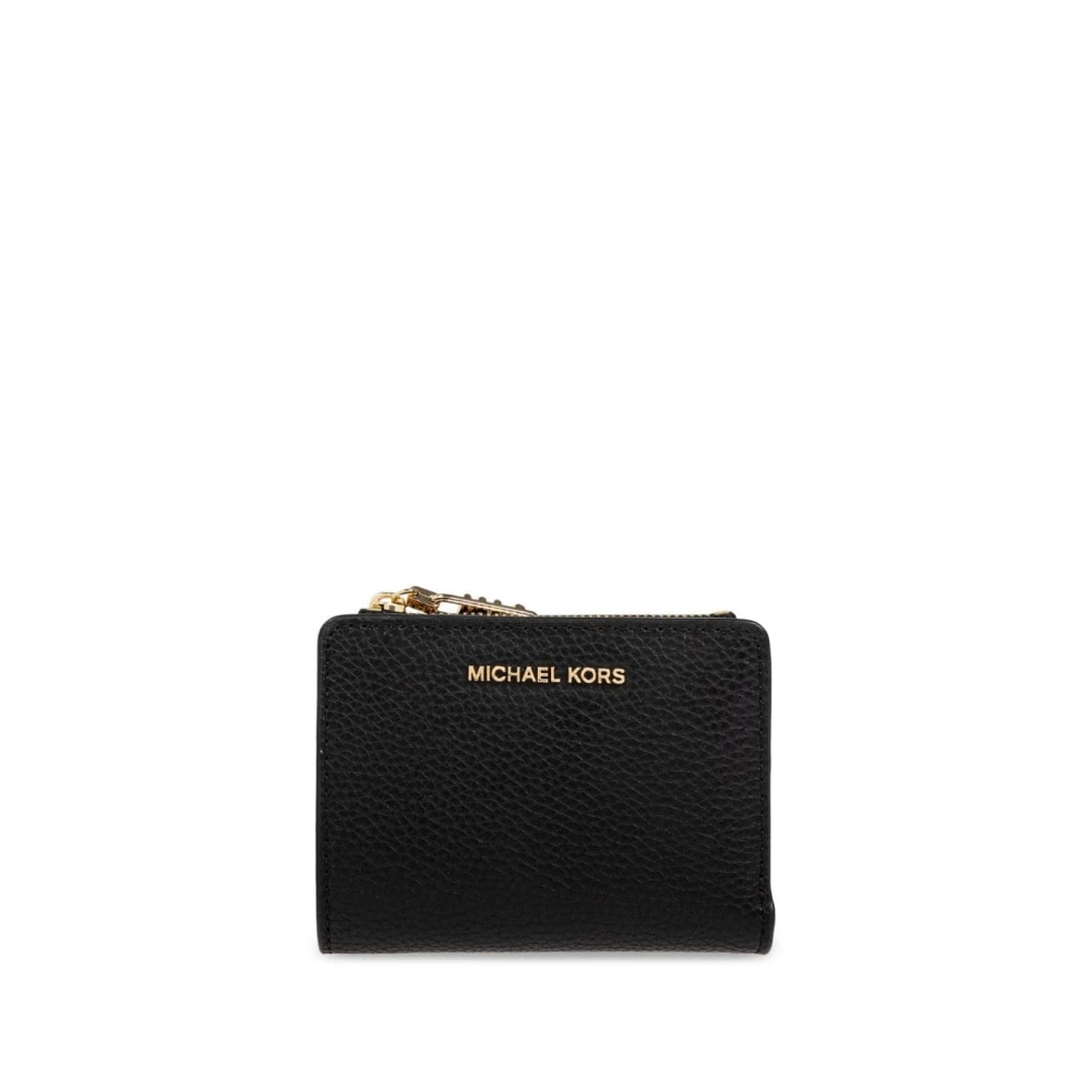 Michael Kors Chique Zwarte Portemonnee met Gouden Logo Black Dames