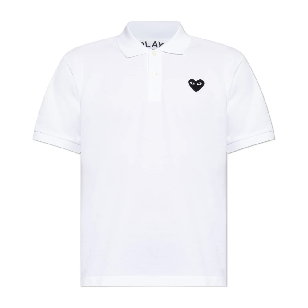 Comme Des Garçons Play Men's White Polo Shirts, Xl, Polo With Patch
