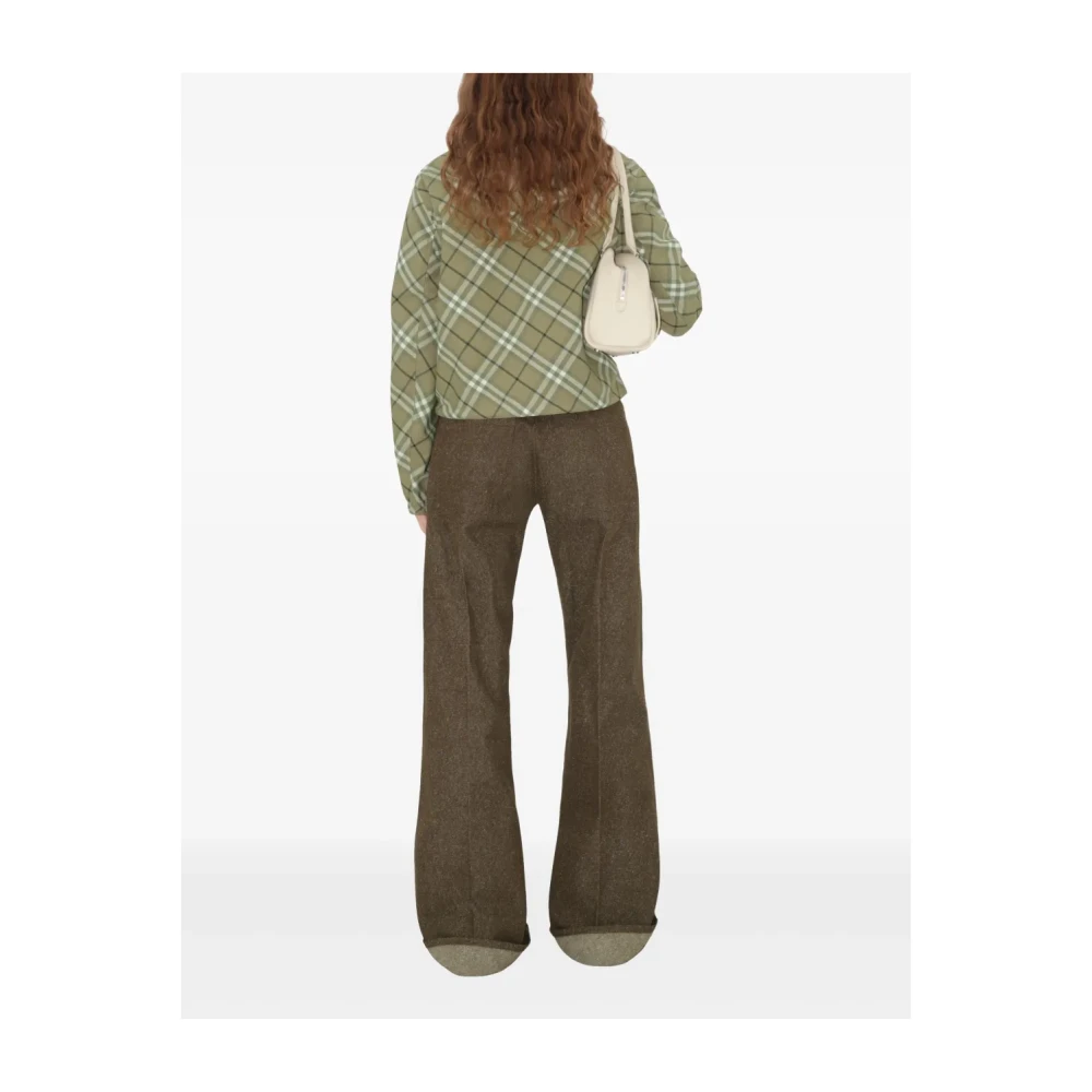 Burberry Groene Geruite Twill Jas met Capuchon Green Dames