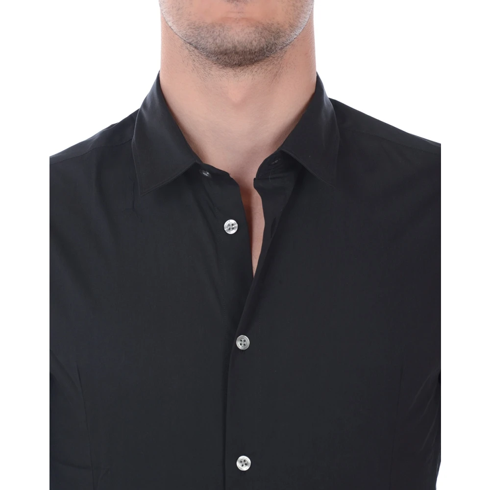Daniele Alessandrini Slim Fit Basic Overhemd Black Heren