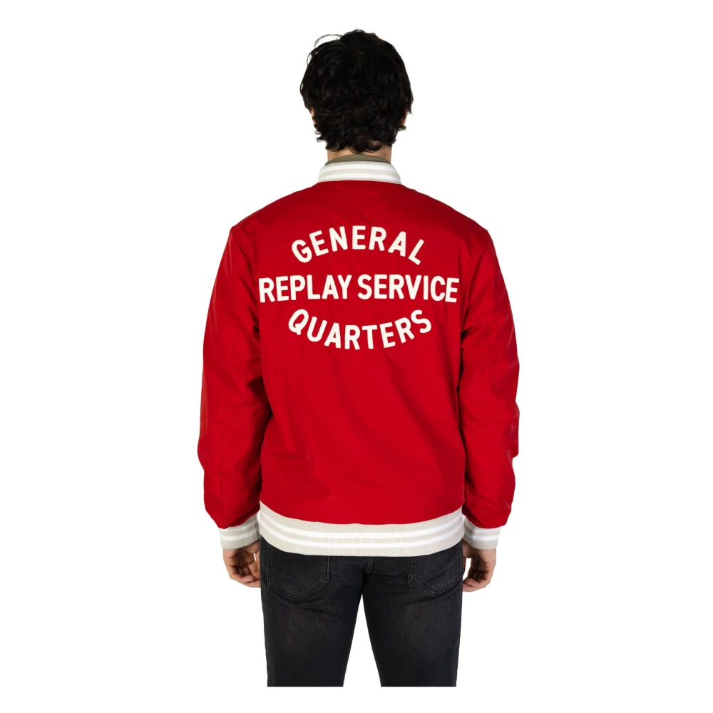 Replay Rode Effen Blazer met Rits Red Heren