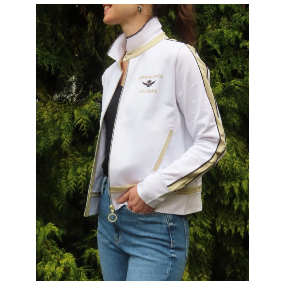 aeronautica militare Contrasterend Gestreept Vest met Rits White Dames