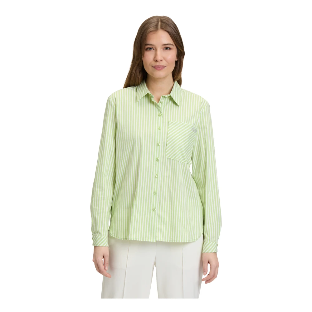 Betty Barclay Gestreepte blouse met kraag Green Dames