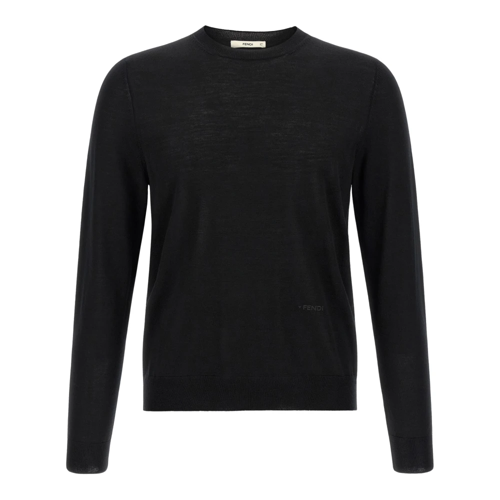 Fendi , Round-Neck Knitwear, Male, Black, M, Crew Neck Jumper