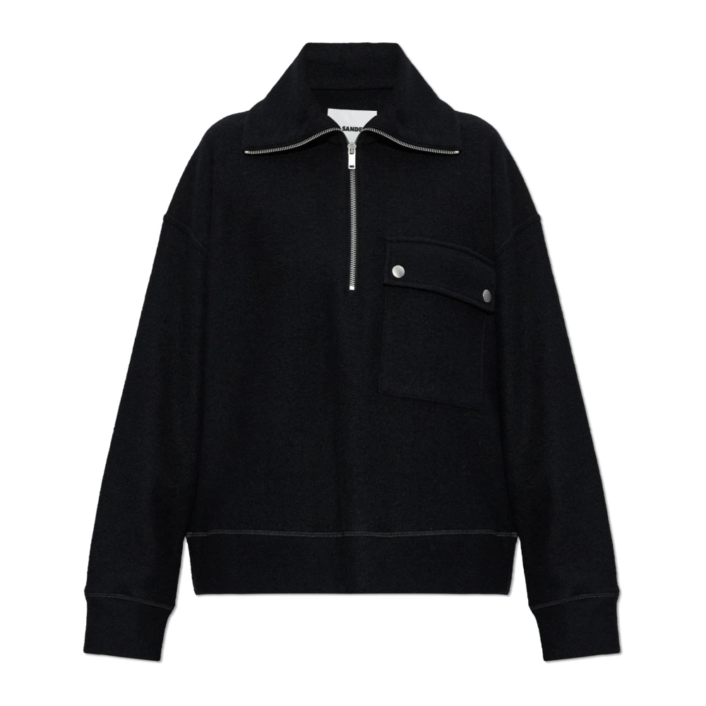 Jil Sander Women's Black Sweatshirts, M, Pocket Sweatshirt