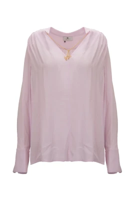 V-ringad blus med halsband