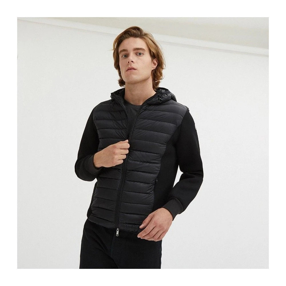 Centogrammi Zwarte Nylon Jas met Ganzendonsvulling Black Heren