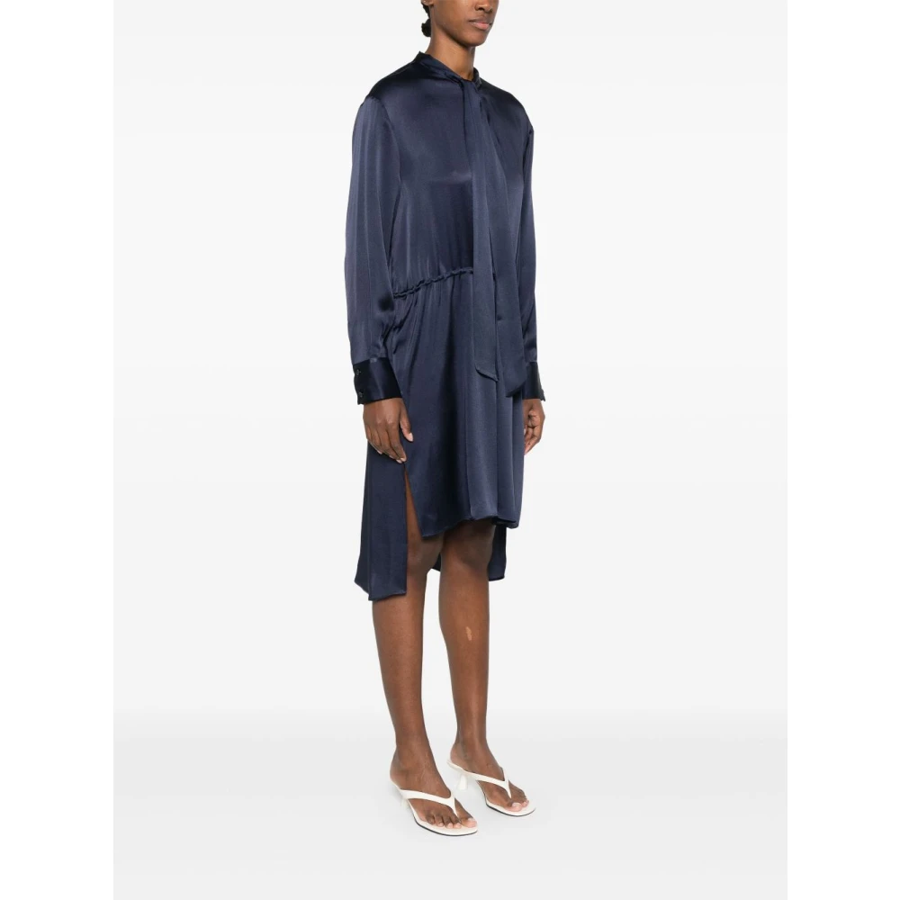 Semicouture Navy Blue Jurk met Trekkoord Taille Blue Dames