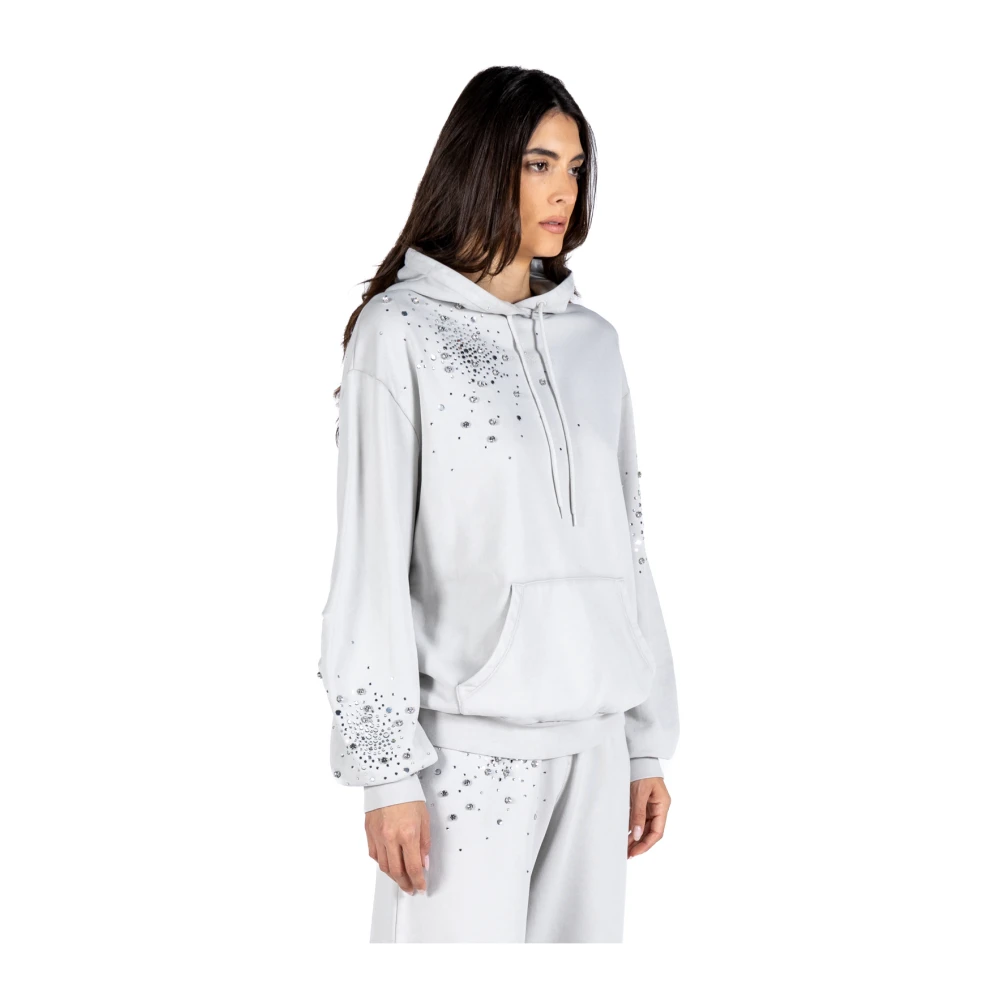 DES Phemmes Rhinestone-versierde Grijze Hoodie Sweatshirt Gray Dames