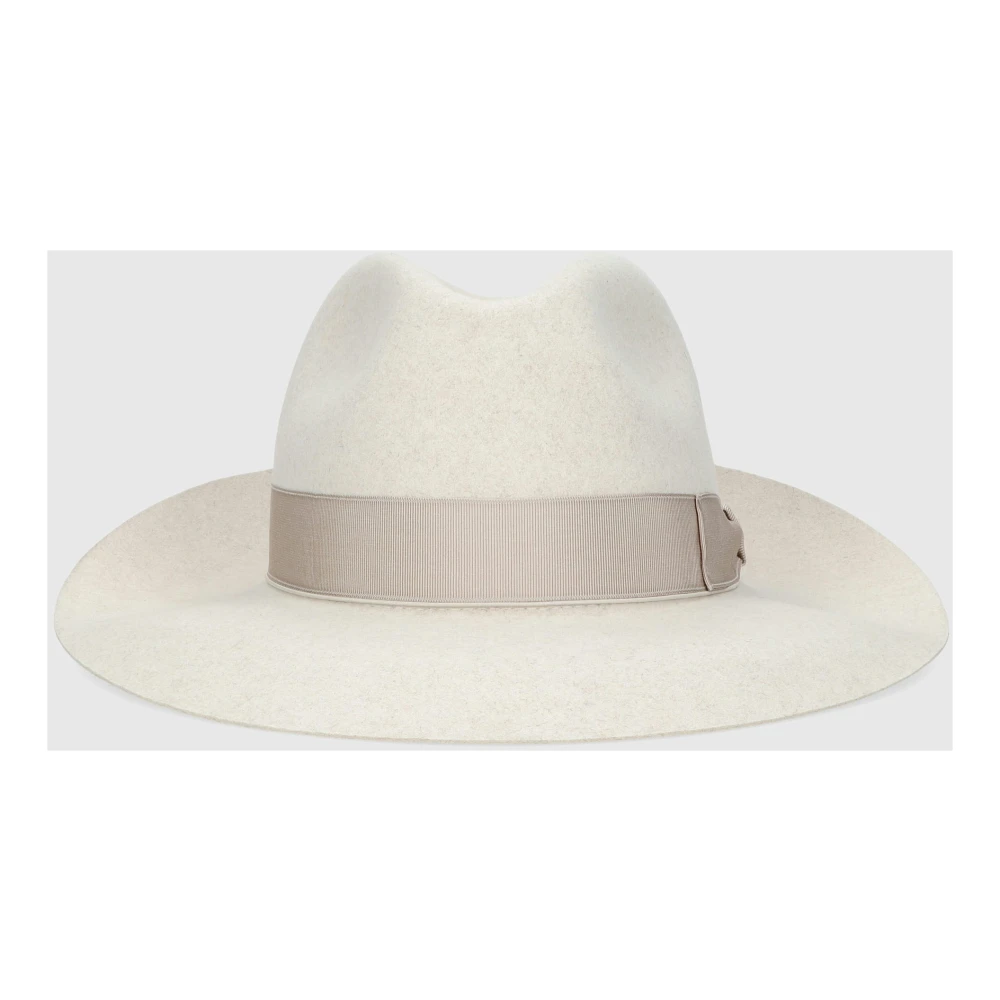 Borsalino Vilt breedgerande hoed White Heren