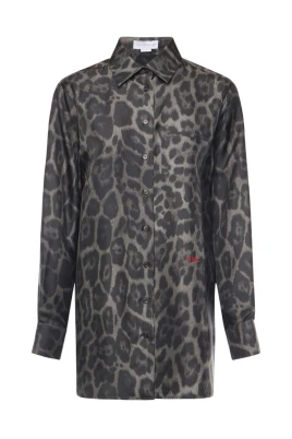 Leopardmönstrad Knappskjorta