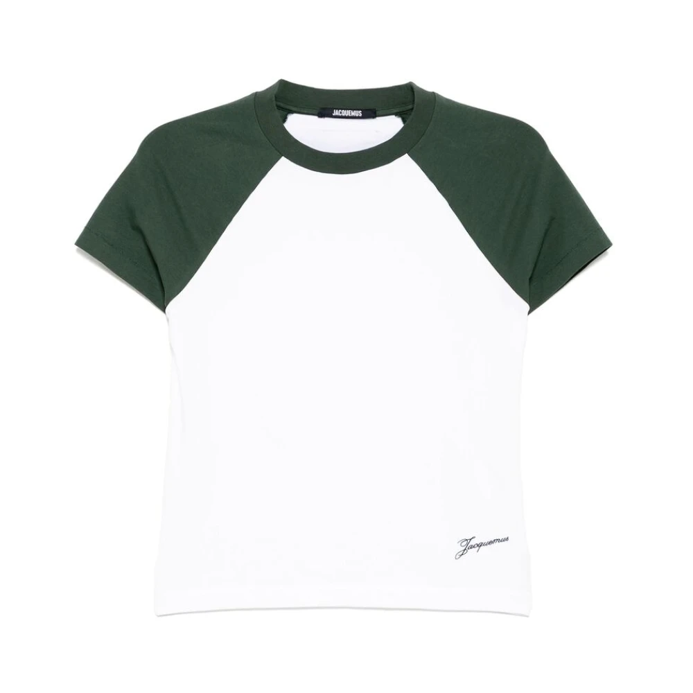 Jacquemus Witte Crew Neck Logo Patch T-shirt White Dames