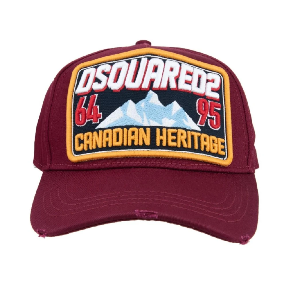 Dsquared2 Logo Patch Baseball Cap Fibbia Red Unisex