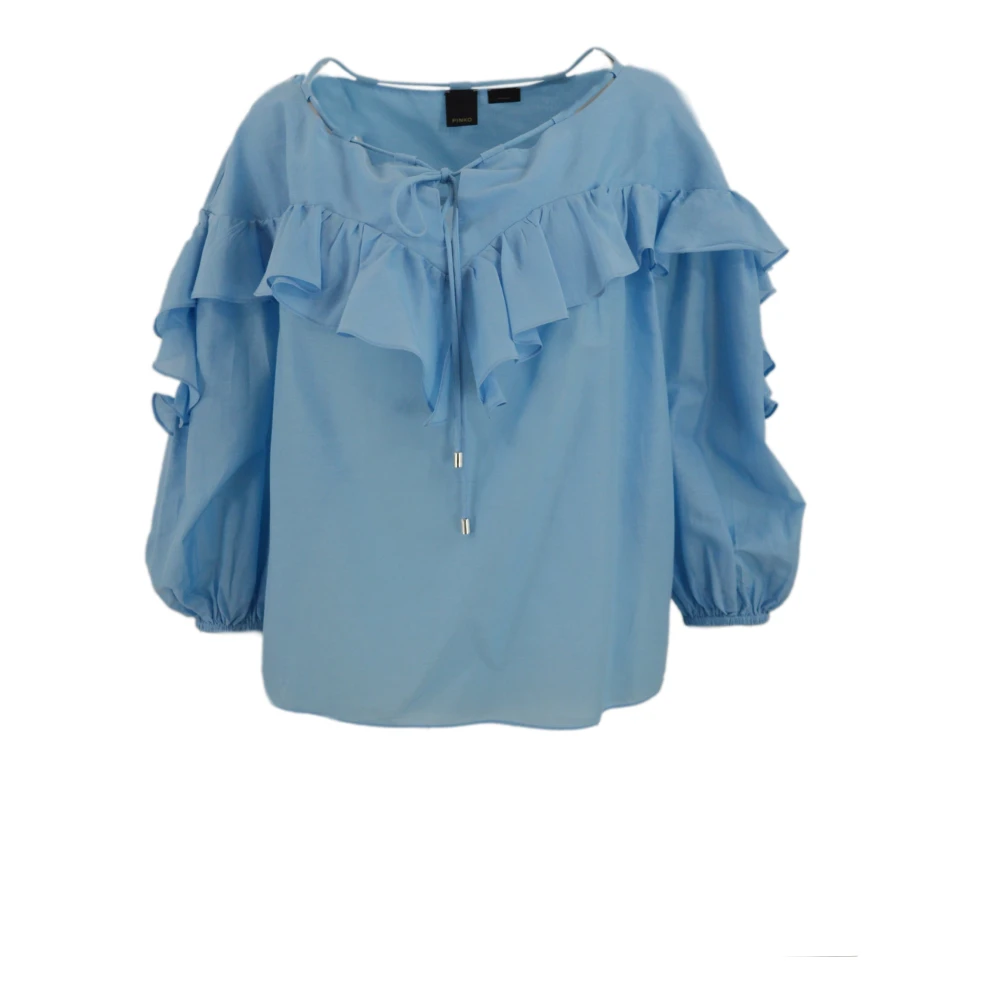 Pinko Zijde Katoen Voile Shirt Oversized Fit Blue Dames