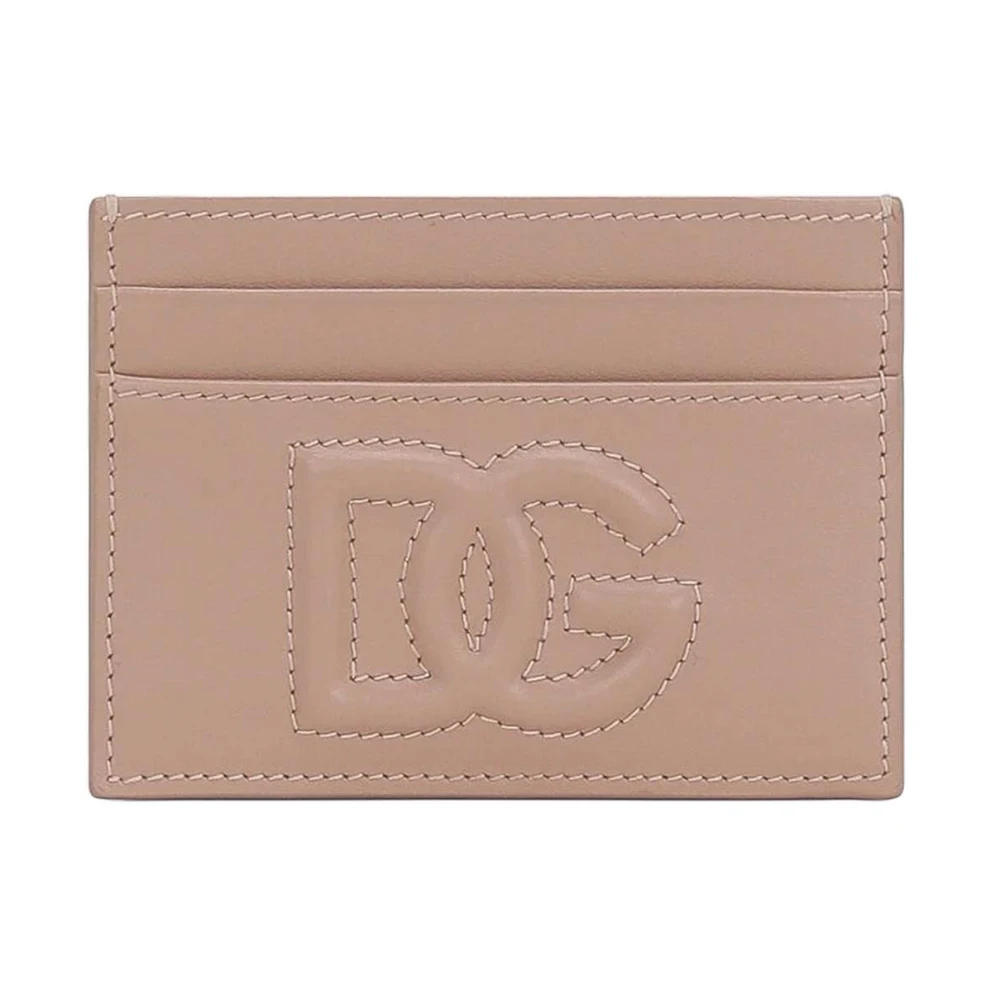 Dolce & Gabbana Läder Logotyp Korthållare Beige, Dam