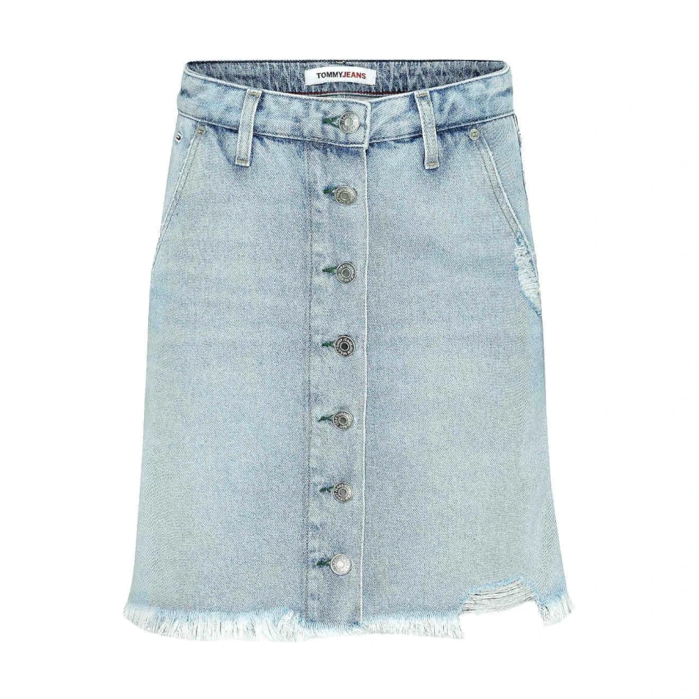Tommy Hilfiger Women's Blue Denim Skirts, W25, Button-Front Midi Denim Skirt