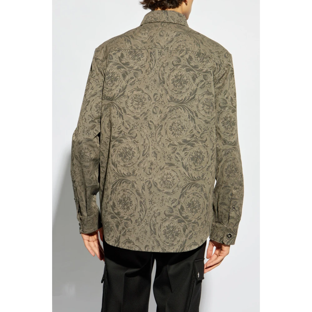 Versace Shirt met Barocco-patroon Gray Heren