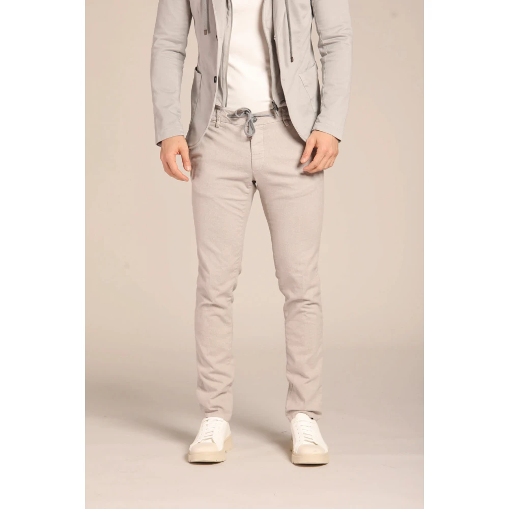 Mason's Slim Fit Chino Jogger Broek Microfantasia Beige Heren