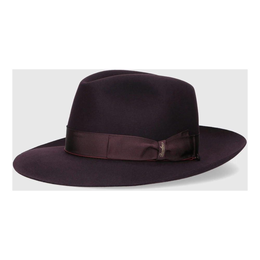 Borsalino Vilt Breedgerande Hoed Purple Heren
