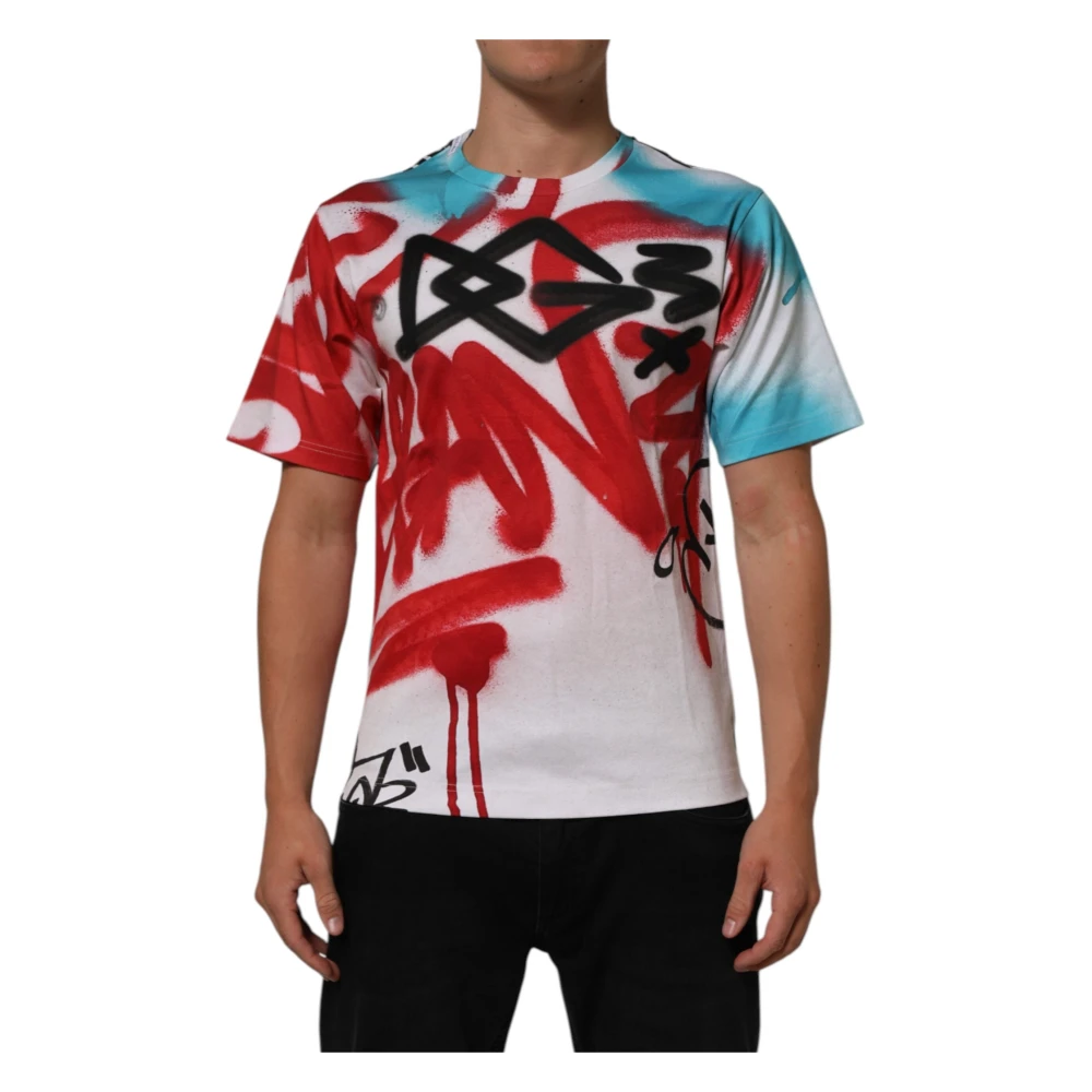 Dolce & Gabbana Men's White Graffiti Crew Neck T-Shirt