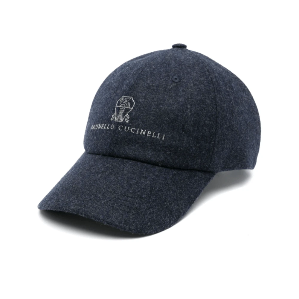 BRUNELLO CUCINELLI Midnight Blue Wool Baseball Cap Blue Heren