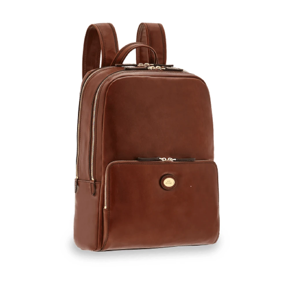 The Bridge Men's Brown Leather Laptop Backpack