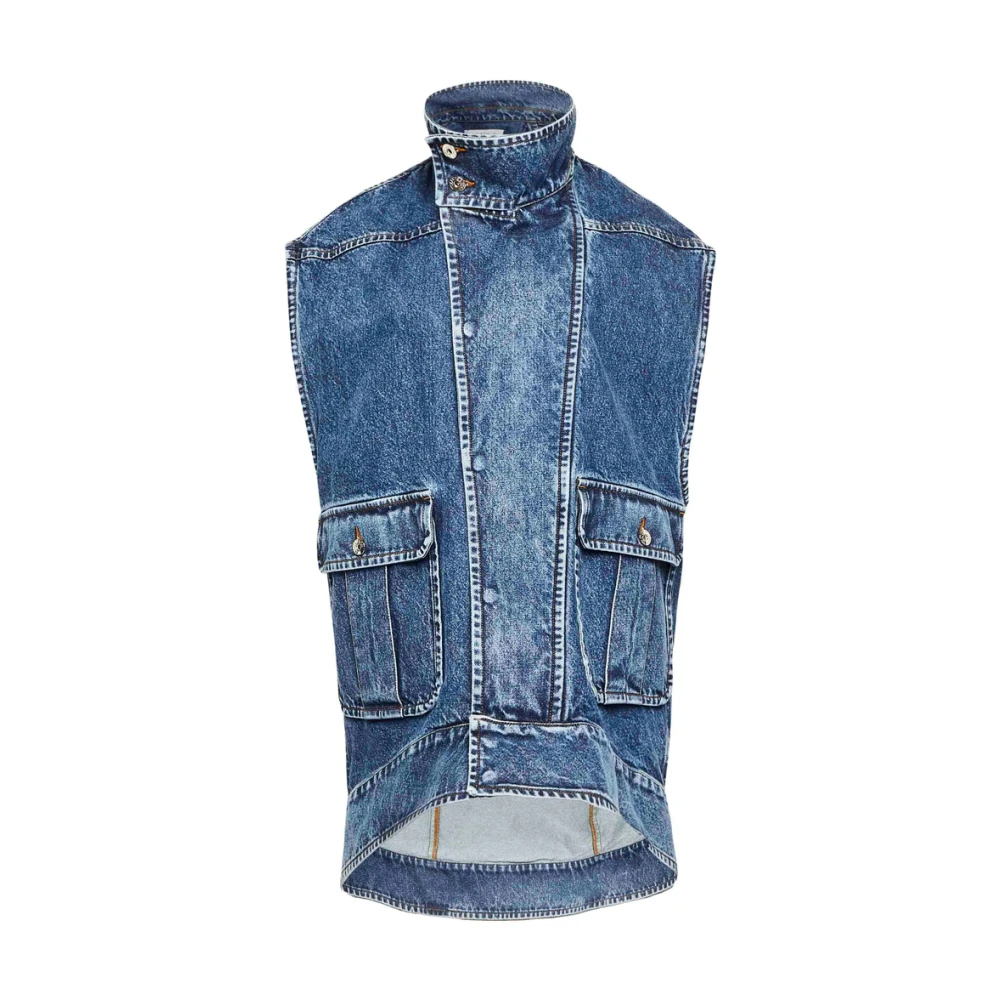 JW Anderson Indigo Denim Hoge Hals Vest Blue Dames
