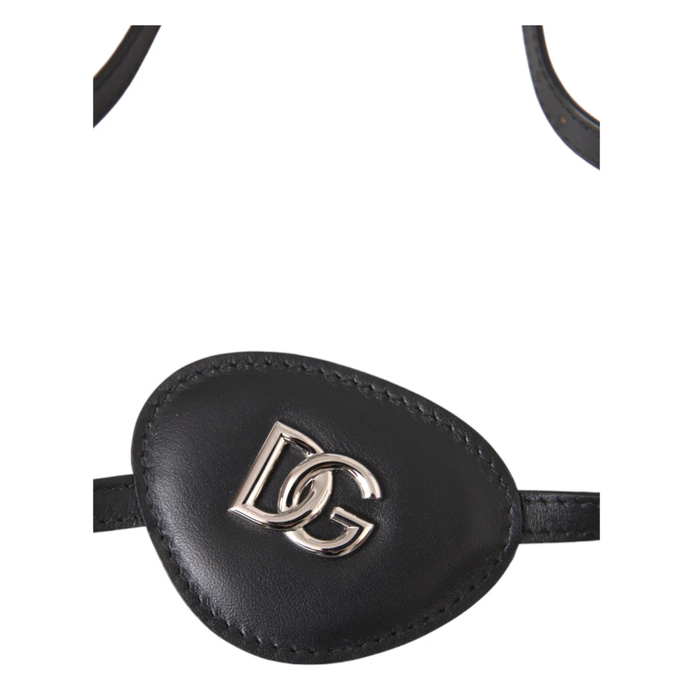Dolce & Gabbana Zwart Kalfsleer Metalen DG Logo Ooglapje Black Unisex
