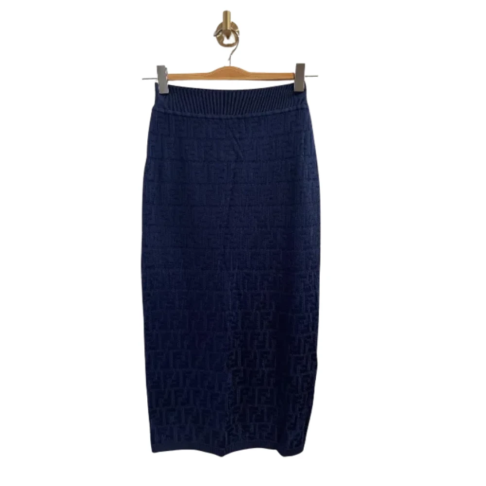 Fendi Vintage Tweedehands katoenen broeken-shorts-rokken Blue Dames