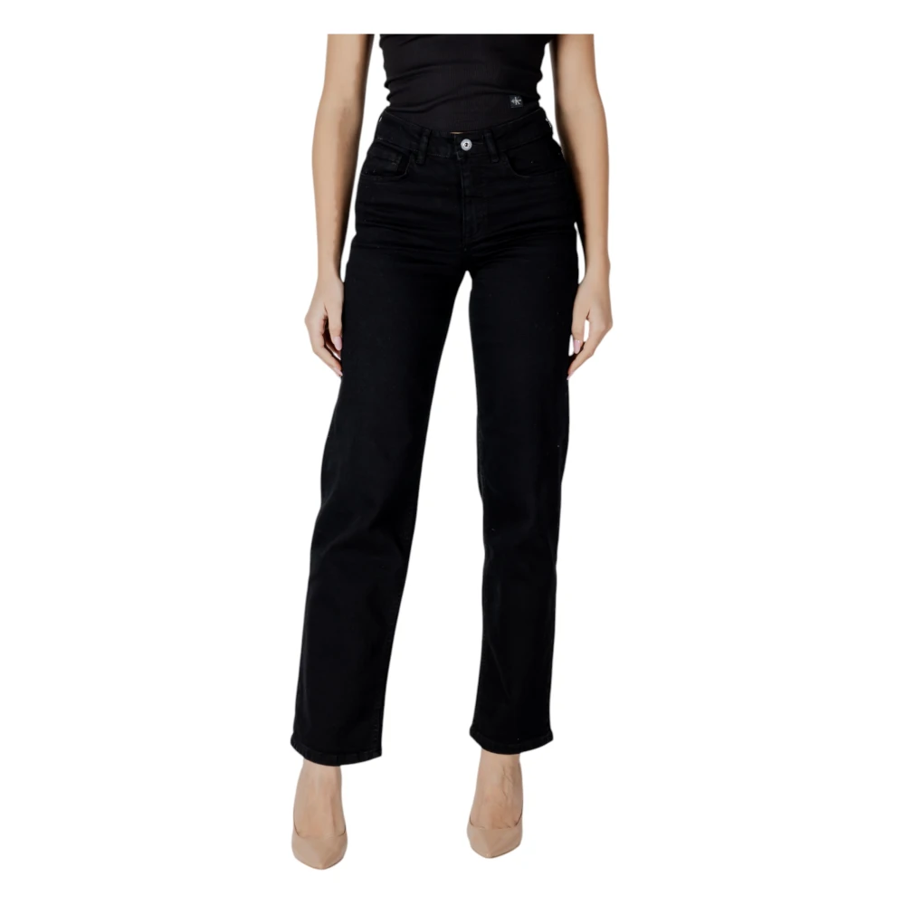 Ichi Women's Black Straight Fit Jeans, W26 L32, Zip Button Jeans With Pockets