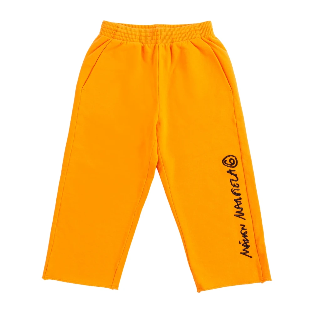 Mm6 Maison Margiela Girls Orange Sweatpants, 8 Y, Embroidered Logo Joggers