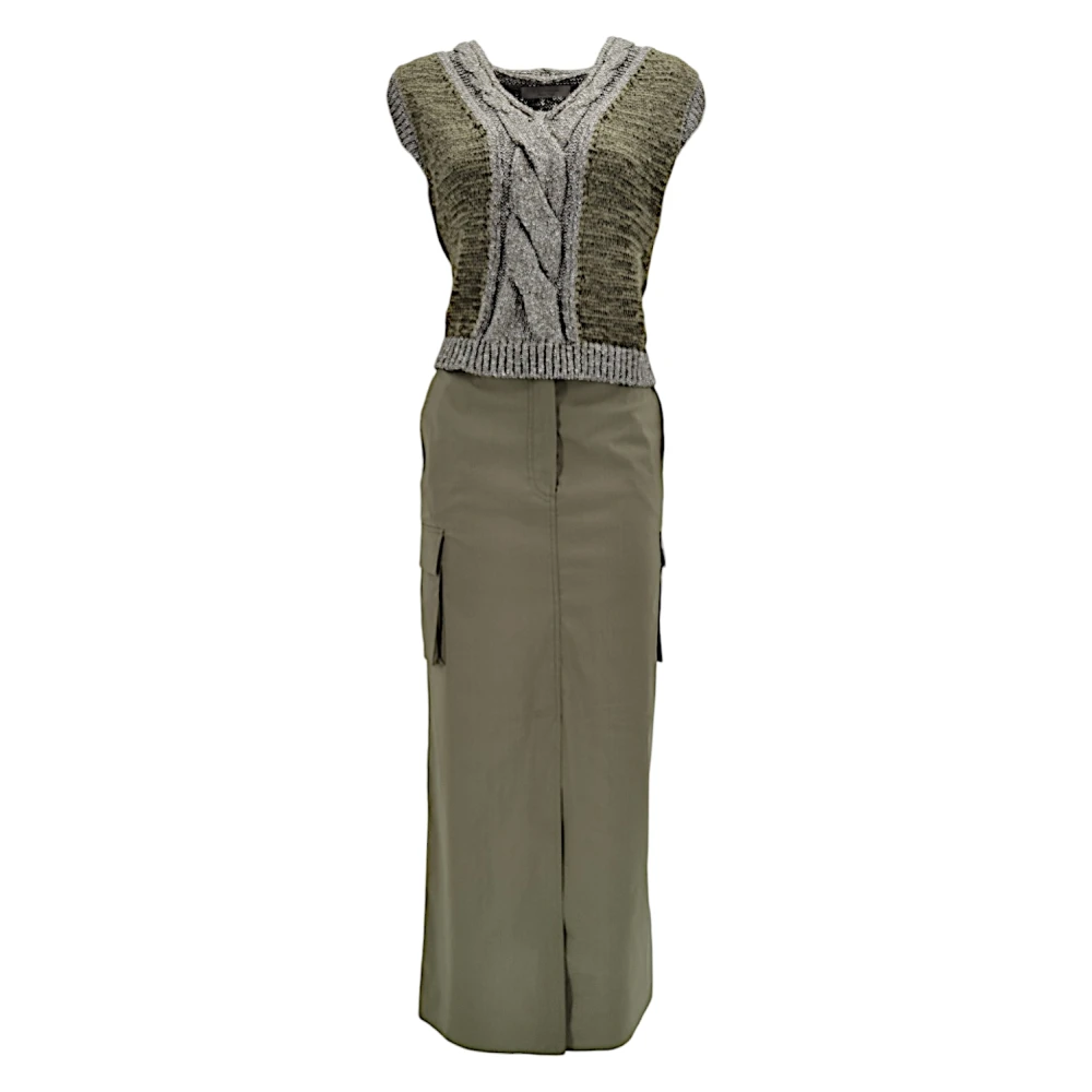 D.Exterior Cargo Rok met Voor Split Green Dames