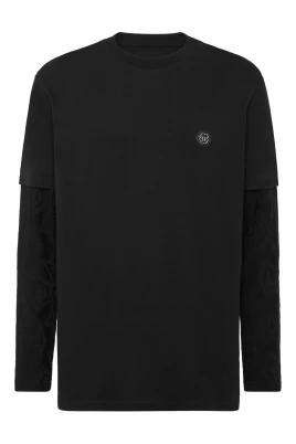 Double-Sleeved Longsleeve T-Shirt Jacquard Crest