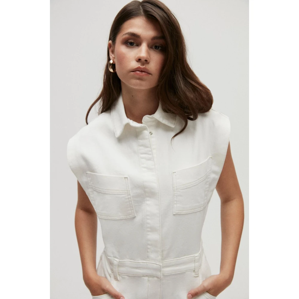 Homage Witte Denim Mouwloze Playsuit White Dames