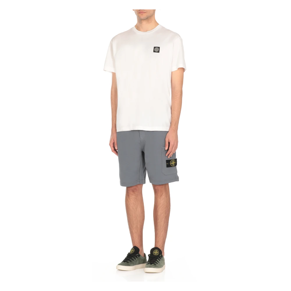 Stone Island Wit Katoenen T-shirt met Logopatch White Heren