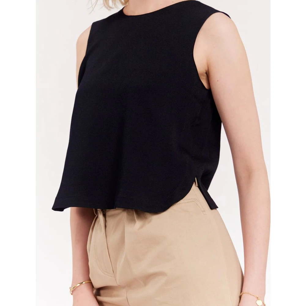 Ines De La Fressange Paris Navy Blue Mouwloze Blouse Blue Dames