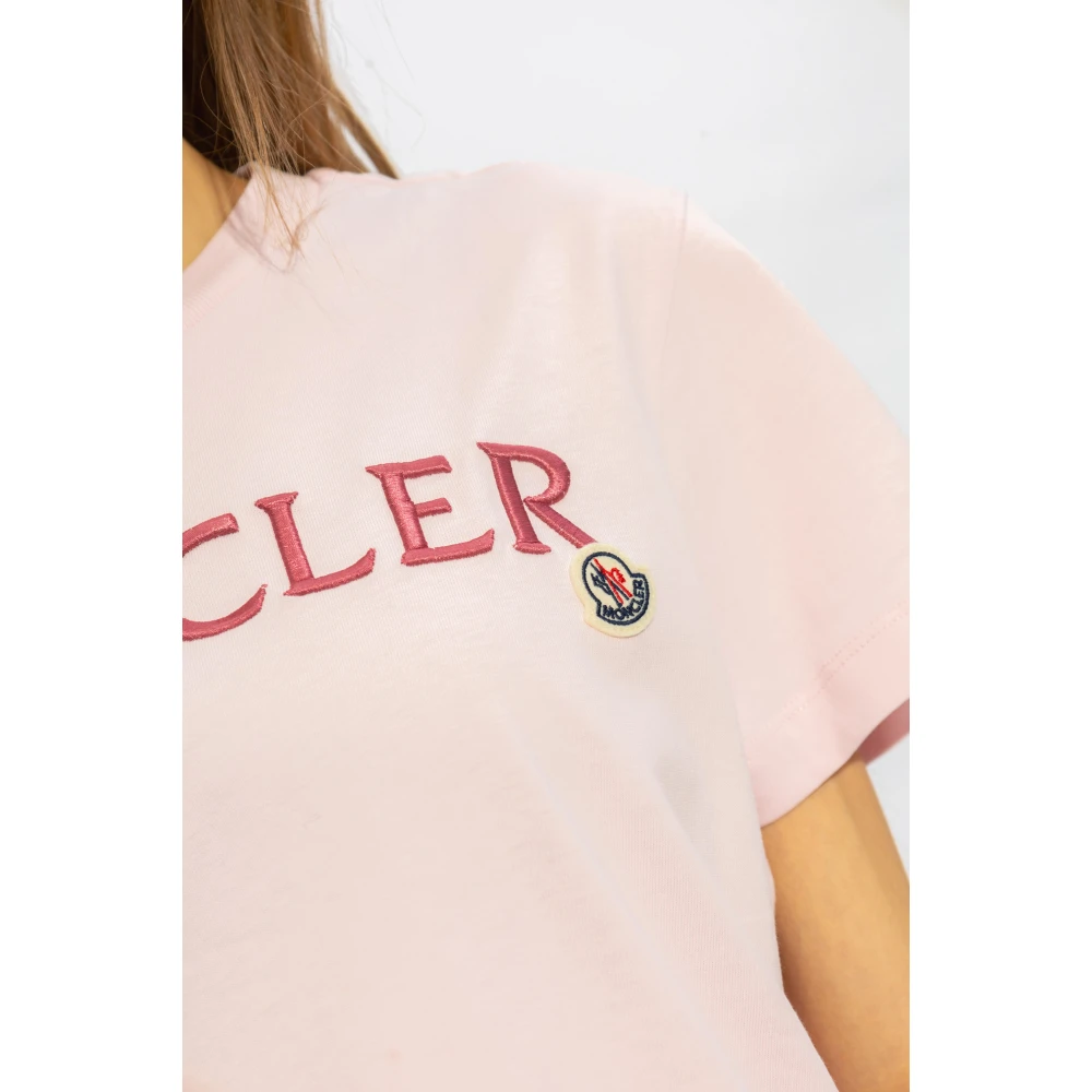 Moncler T-shirt met logo Pink Dames
