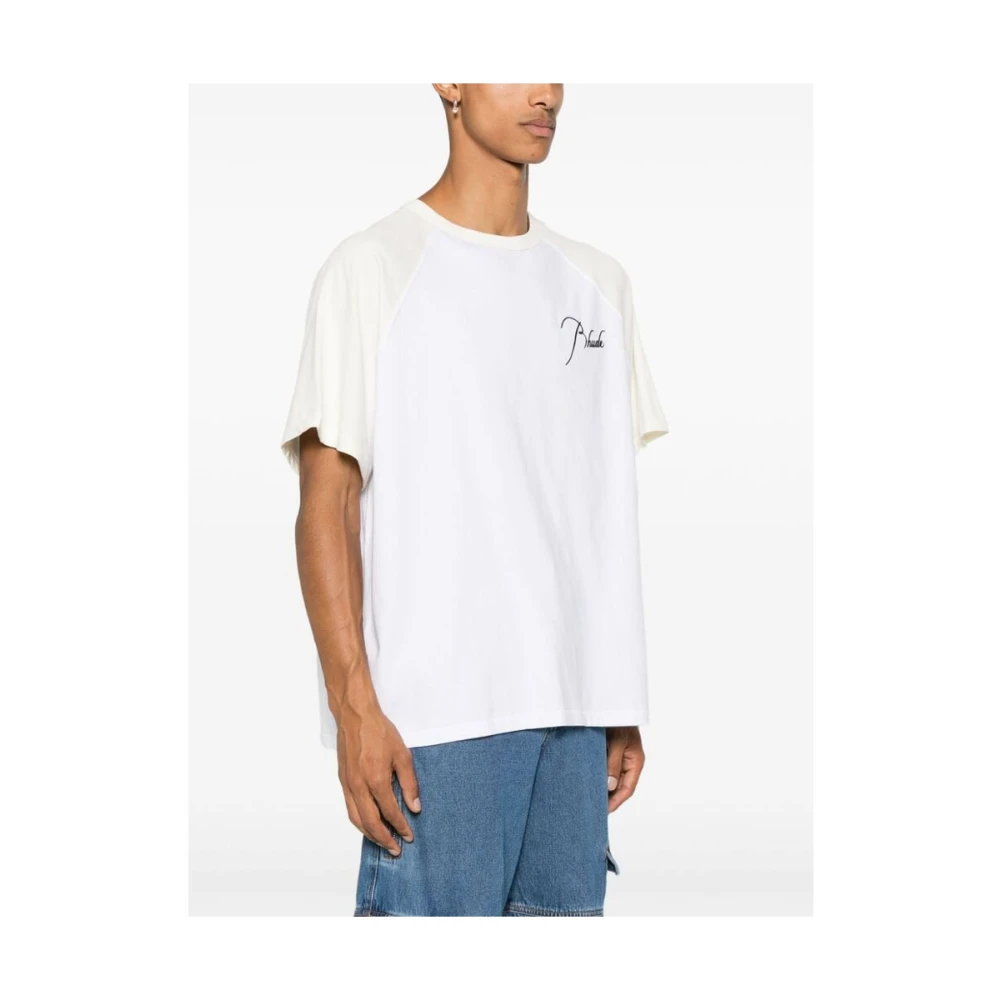Rhude Witte Katoenen Jersey Crew Neck T-shirt White Heren