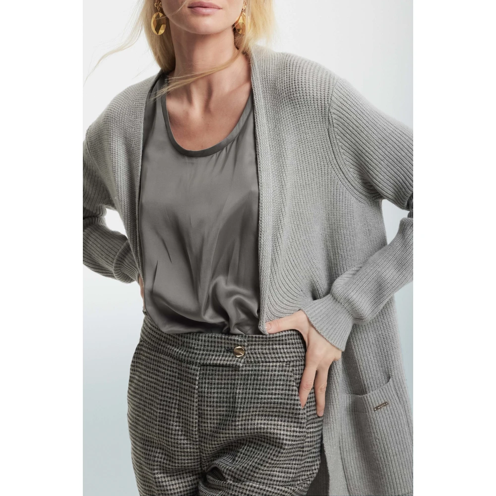 Kocca Stijlvolle Lange Jumper met Grote Zakken Gray Dames