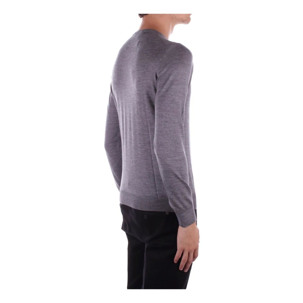 Tagliatore Grijze Trui Zijde Wol Mix Gray Heren