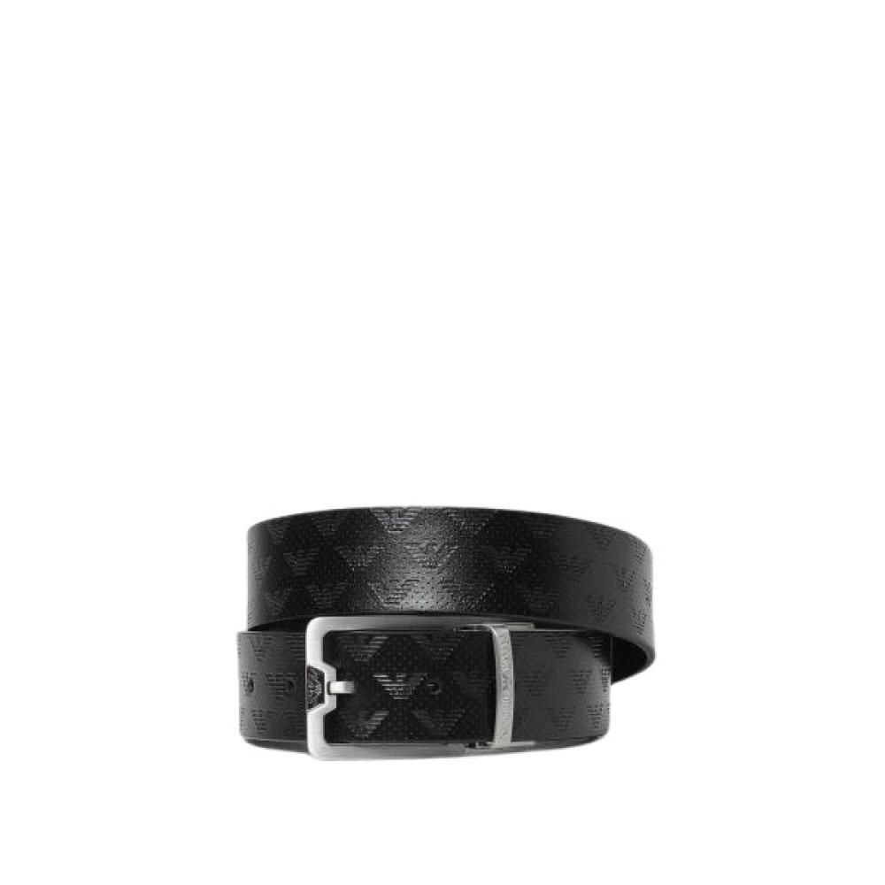 Emporio Armani Eagle Embossed Leather Belt - Male - Belts - Black - One Size - Accessories - Image 3