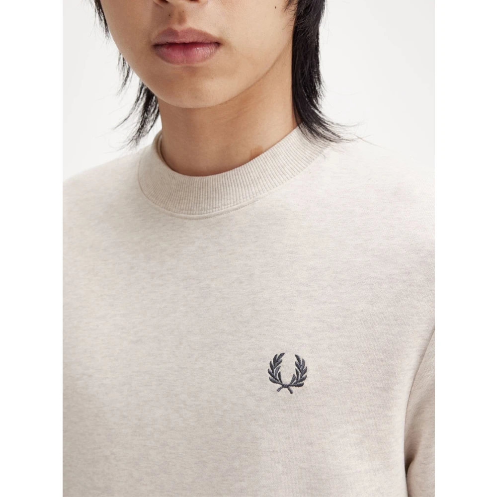 Fred Perry Klassieke French Terry Crew Neck Sweatshirt Beige Heren