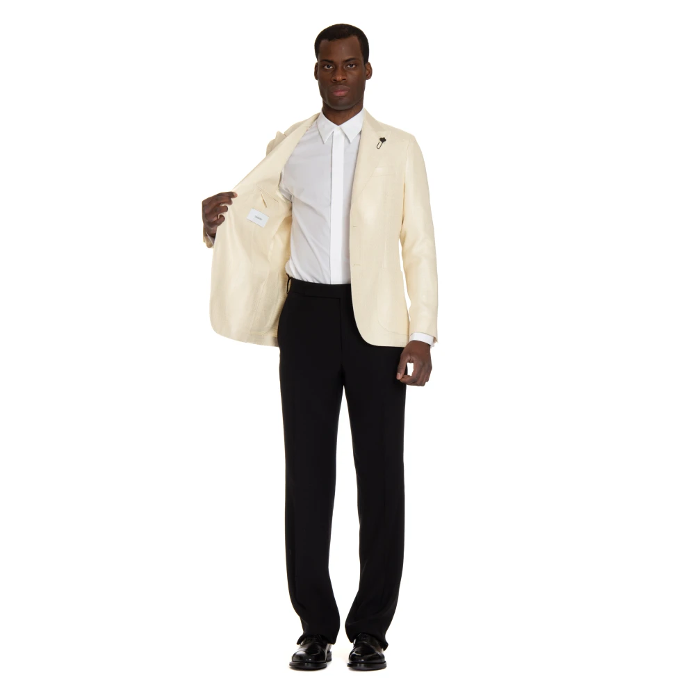 Lardini Crème Jas Twee Knopen Lancia Revers Beige Heren
