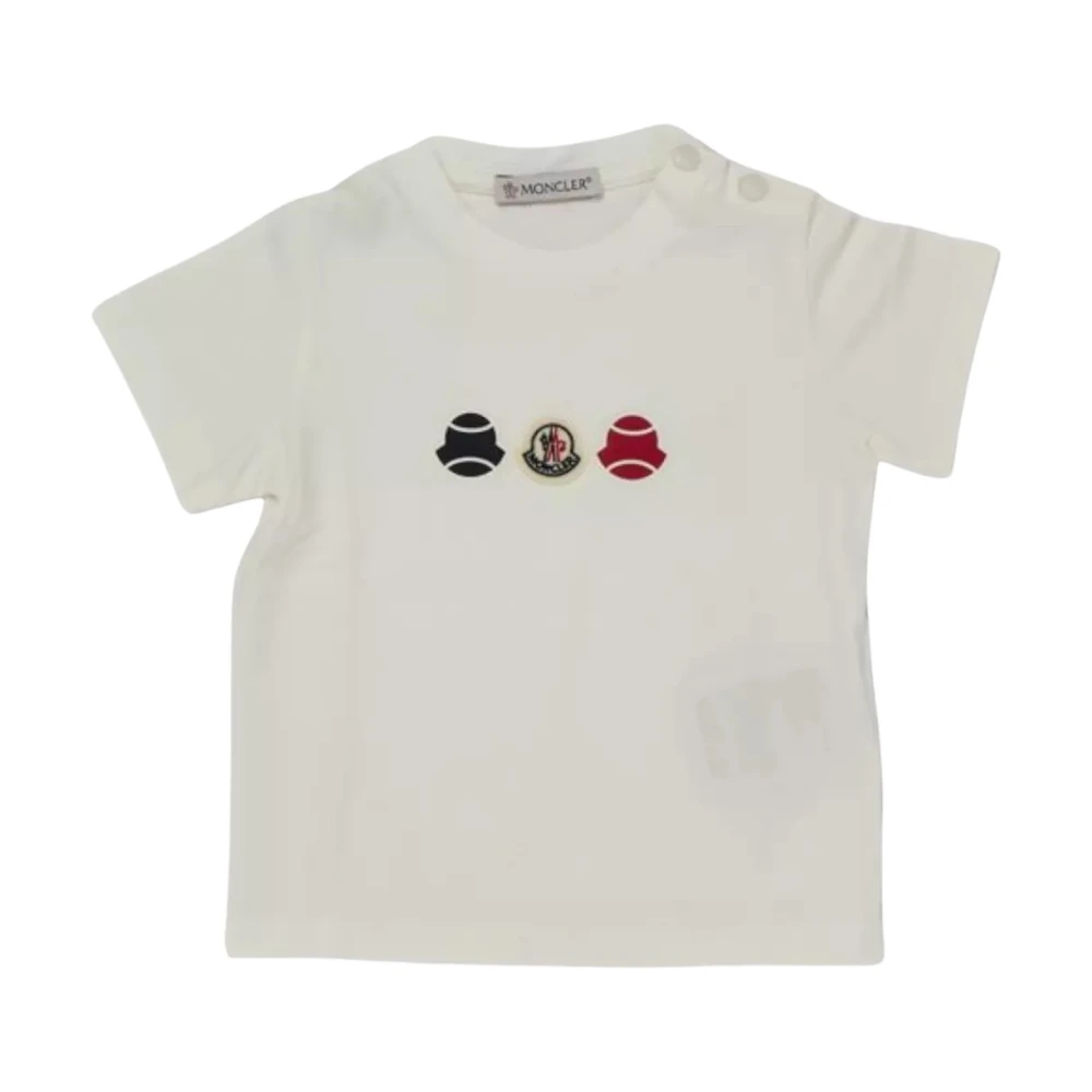 Moncler Vit Logot-shirt Rund Hals Kort Ärm White, Unisex