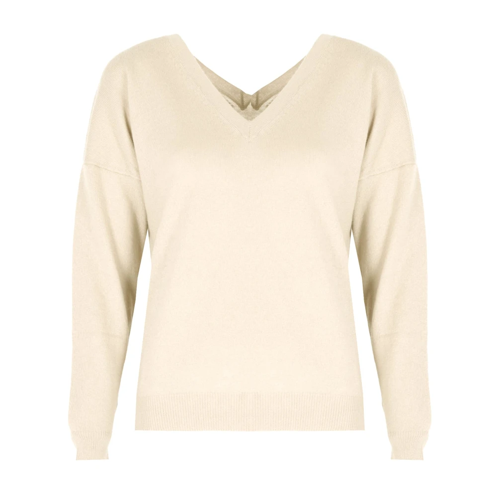 Liu Jo V-Neck Cashmere Sweater Beige Dames