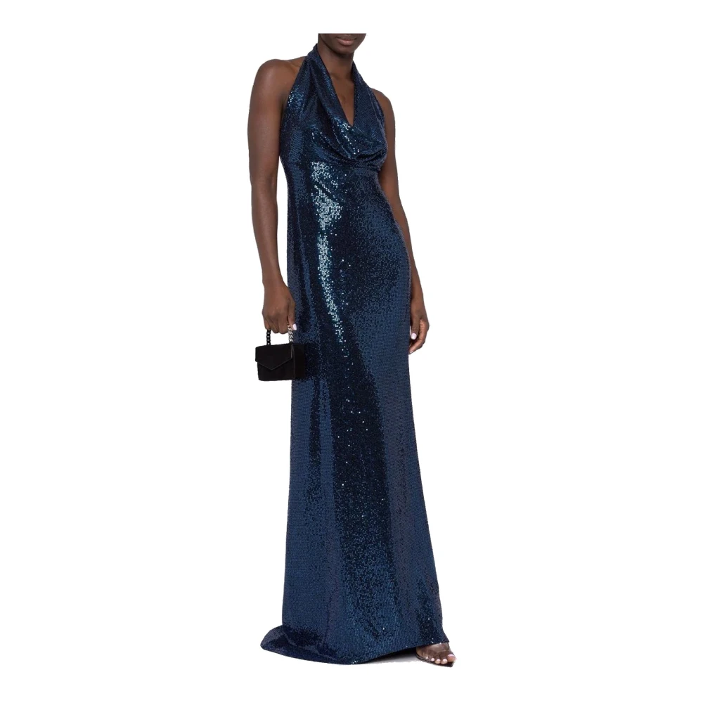 Blanca Vita Pailletten versierde lange jurk met strikdetail Blue Dames