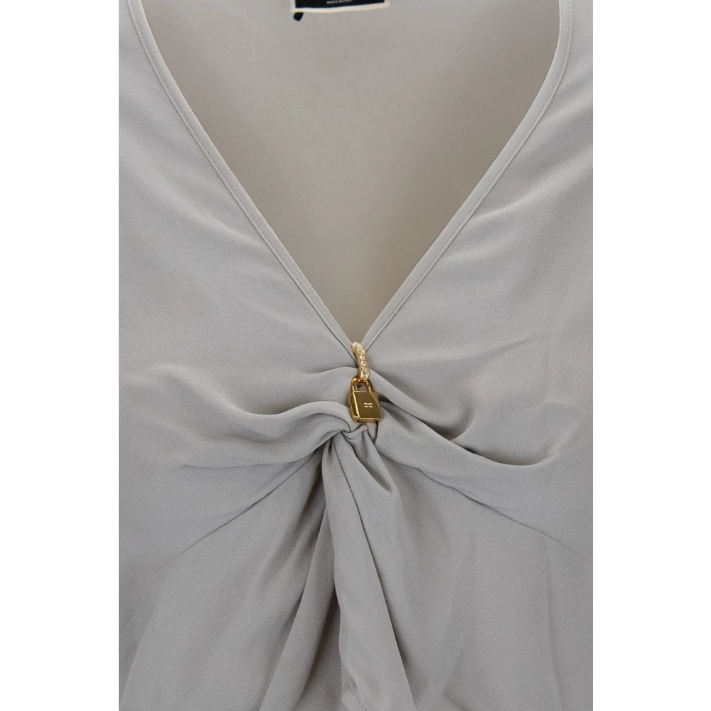 Elisabetta Franchi Blouse met V-hals en knoopdetail White Dames