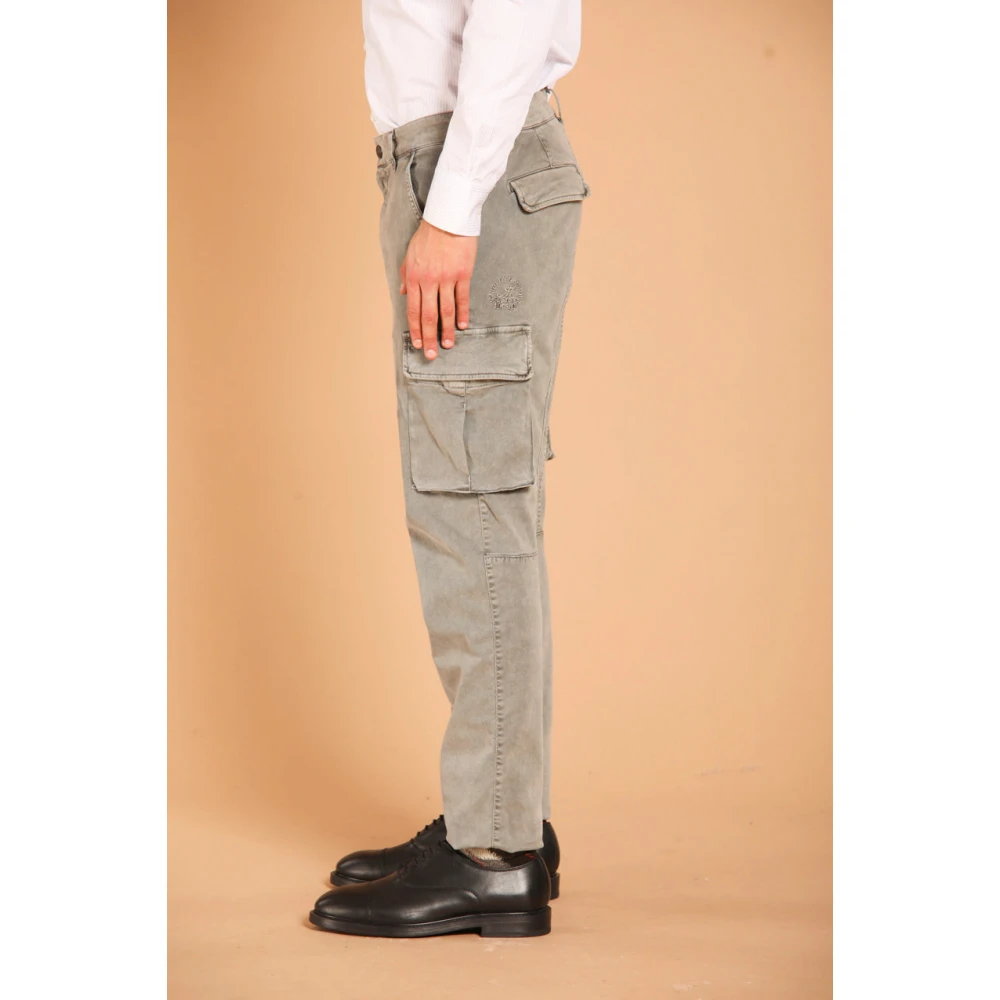 Mason's Slim Fit Cargo Broek in Gabardine Green Heren